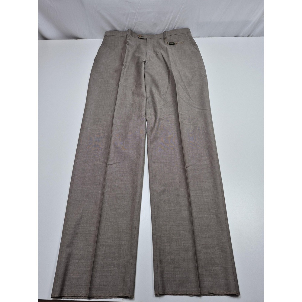 Zanieri Dress Pants Mens 40x36 Beige Wool Flat Front Classic Italy Unhemmed NWT
